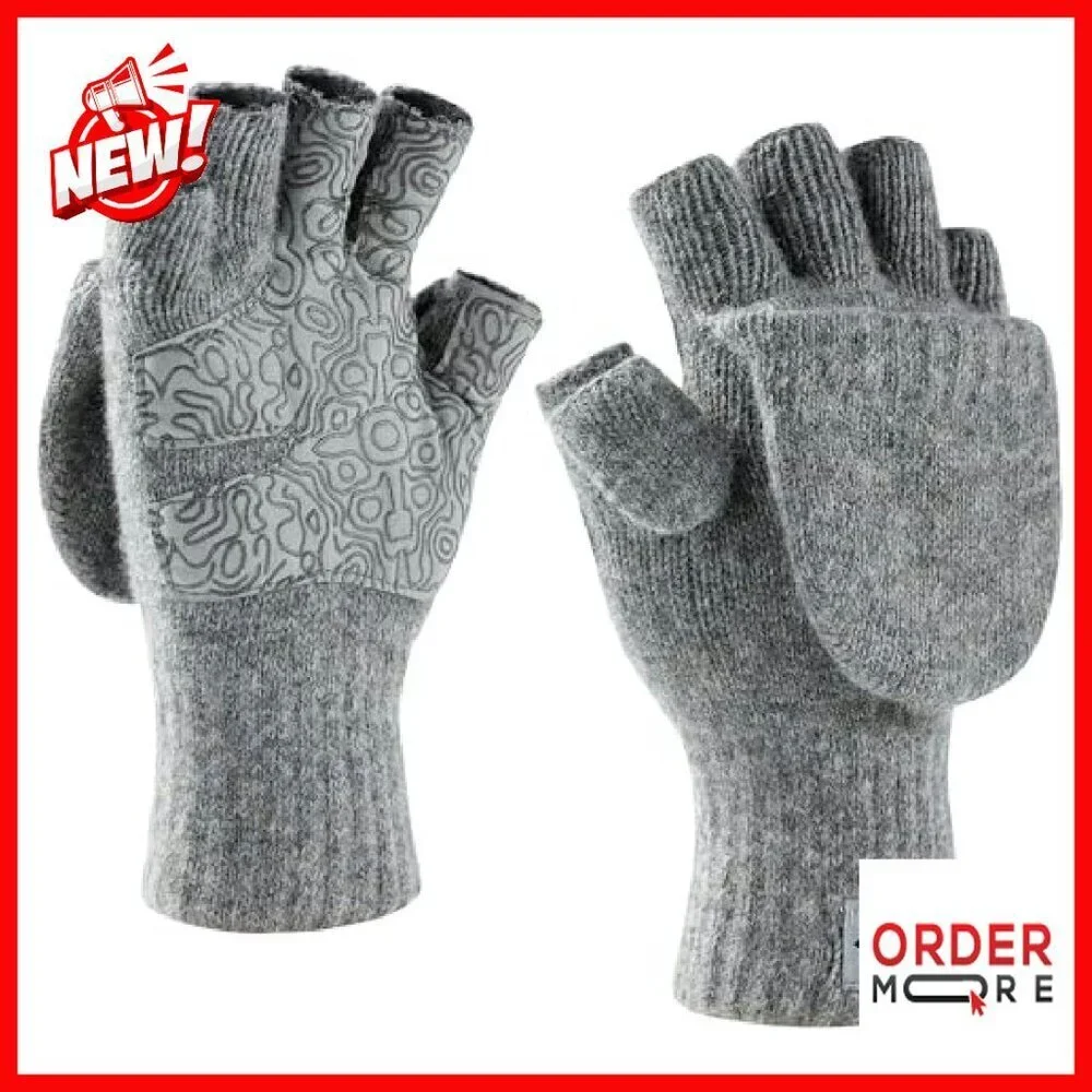 Magnetic Convertible Mittens Wool Fingerless Gloves Warm Cold Weather